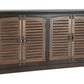 72" Dark Brown Solid Wood Shutter Style Sideboard with Four Doors