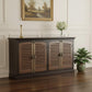 72" Dark Brown Solid Wood Shutter Style Sideboard with Four Doors