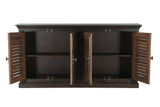 72" Dark Brown Solid Wood Shutter Style Sideboard with Four Doors