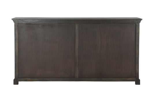 72" Dark Brown Solid Wood Shutter Style Sideboard with Four Doors