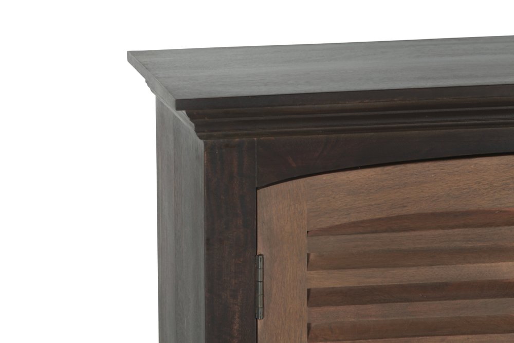 72" Dark Brown Solid Wood Shutter Style Sideboard with Four Doors