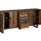 83" Dark Brown Distressed Reclaimed Wood Three Drawer Sideboard with Four Doors