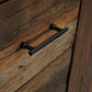83" Dark Brown Distressed Reclaimed Wood Three Drawer Sideboard with Four Doors