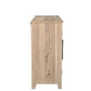 74" Natural Distressed Solid Wood Carved Floral Sideboard with Four Doors