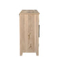 74" Natural Distressed Solid Wood Carved Floral Sideboard with Four Doors