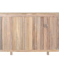 74" Natural Distressed Solid Wood Carved Floral Sideboard with Four Doors