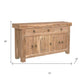 72" Natural Solid Wood Three Drawer Sideboard with Five Doors