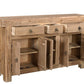 72" Natural Solid Wood Three Drawer Sideboard with Five Doors