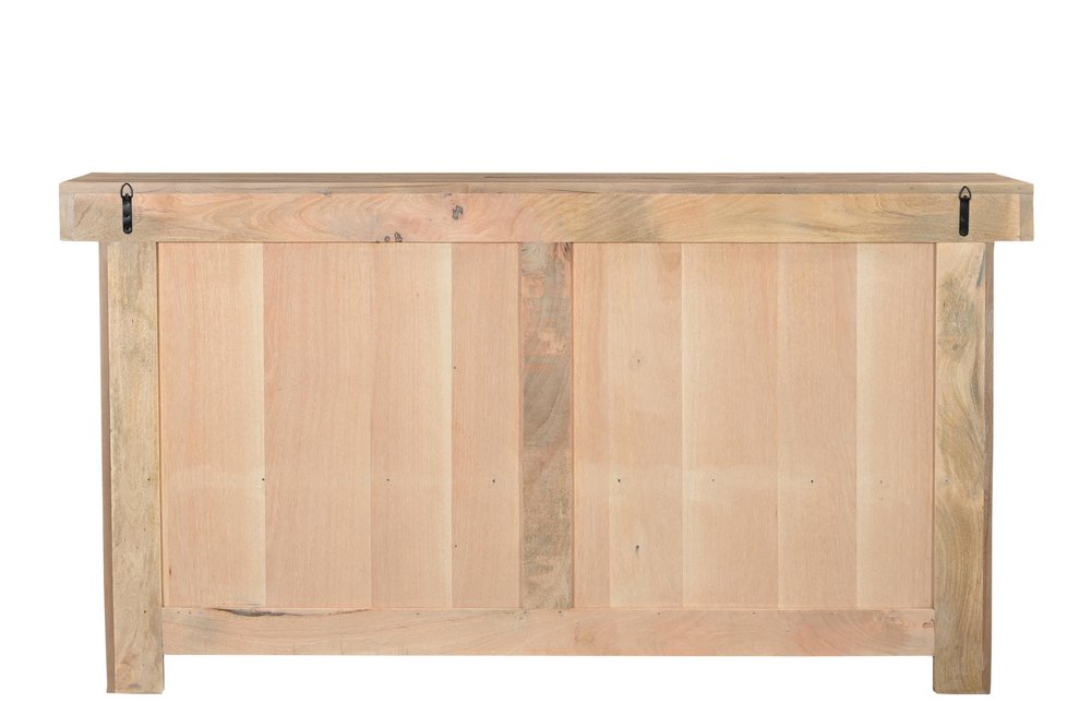 72" Natural Solid Wood Three Drawer Sideboard with Five Doors