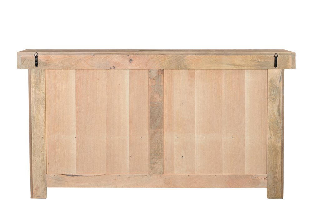 72" Natural Solid Wood Three Drawer Sideboard with Five Doors