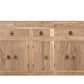 72" Natural Solid Wood Three Drawer Sideboard with Five Doors