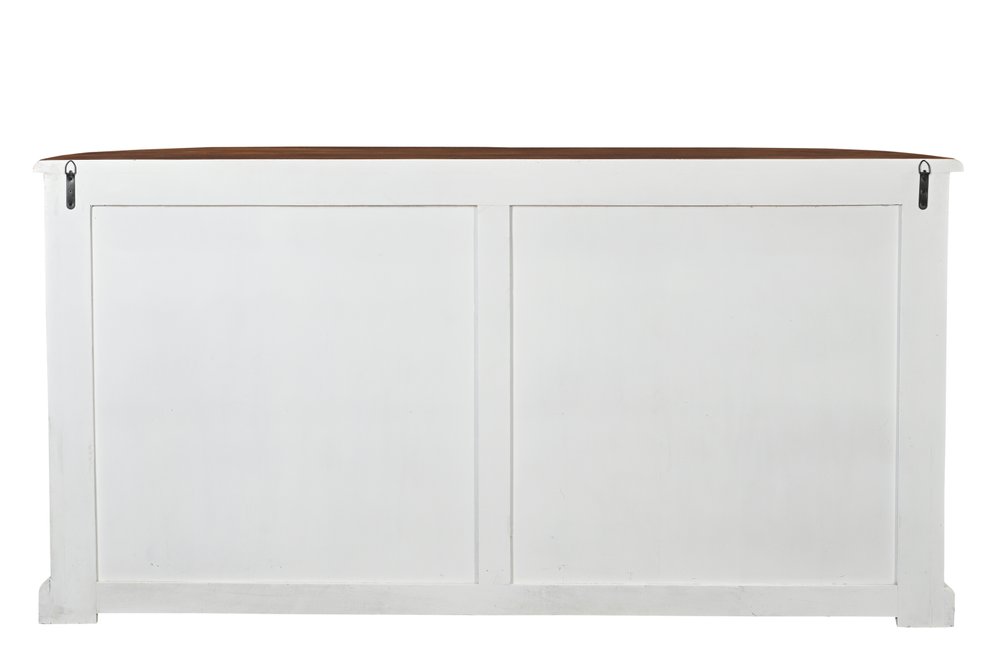 69" White And Brown Solid Wood Carved Geometric Four Drawer Four Door Sideboard