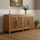 71" Brown Solid Wood Carved Geometric Sideboard with Four Doors