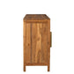 71" Brown Solid Wood Carved Geometric Sideboard with Four Doors