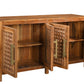 71" Brown Solid Wood Carved Geometric Sideboard with Four Doors