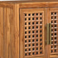 71" Brown Solid Wood Carved Geometric Sideboard with Four Doors
