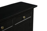 79" Black Solid Wood Four Drawer Sideboard with Four Doors