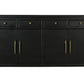 79" Black Solid Wood Four Drawer Sideboard with Four Doors
