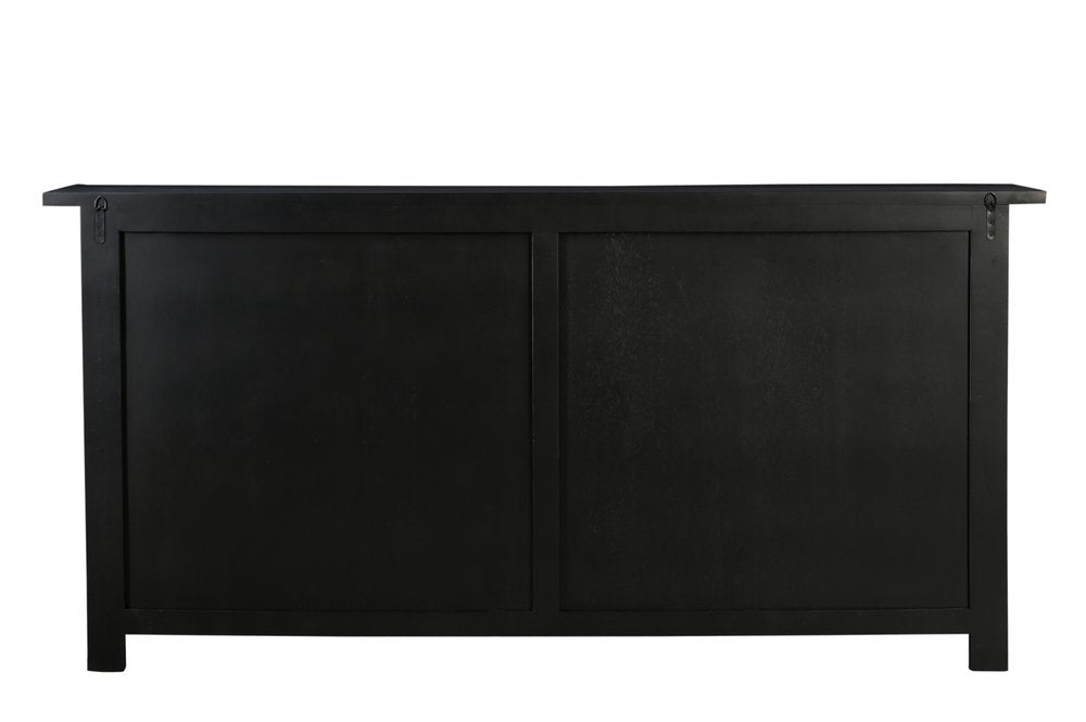 79" Black Solid Wood Four Drawer Sideboard with Four Doors
