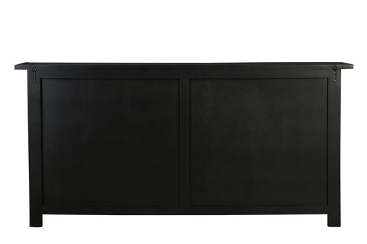 79" Black Solid Wood Four Drawer Sideboard with Four Doors