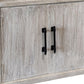 79" White Distressed Solid Wood Paneled Four Drawer Sideboard with Four Doors