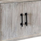 79" White Distressed Solid Wood Paneled Four Drawer Sideboard with Four Doors
