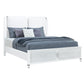 Gray and White Wood And Upholstery Lighted King Bed Frame