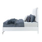 Gray and White Wood And Upholstery Lighted King Bed Frame