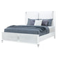Gray and White Wood And Upholstery Lighted King Bed Frame