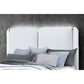 Gray and White Wood And Upholstery Lighted King Bed Frame