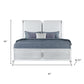 Gray and White Wood And Upholstery Lighted Queen Bed Frame