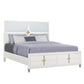 Gold and White Wood And Upholstery Lighted King Bed Frame