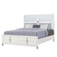 Gold and White Wood And Upholstery Lighted King Bed Frame