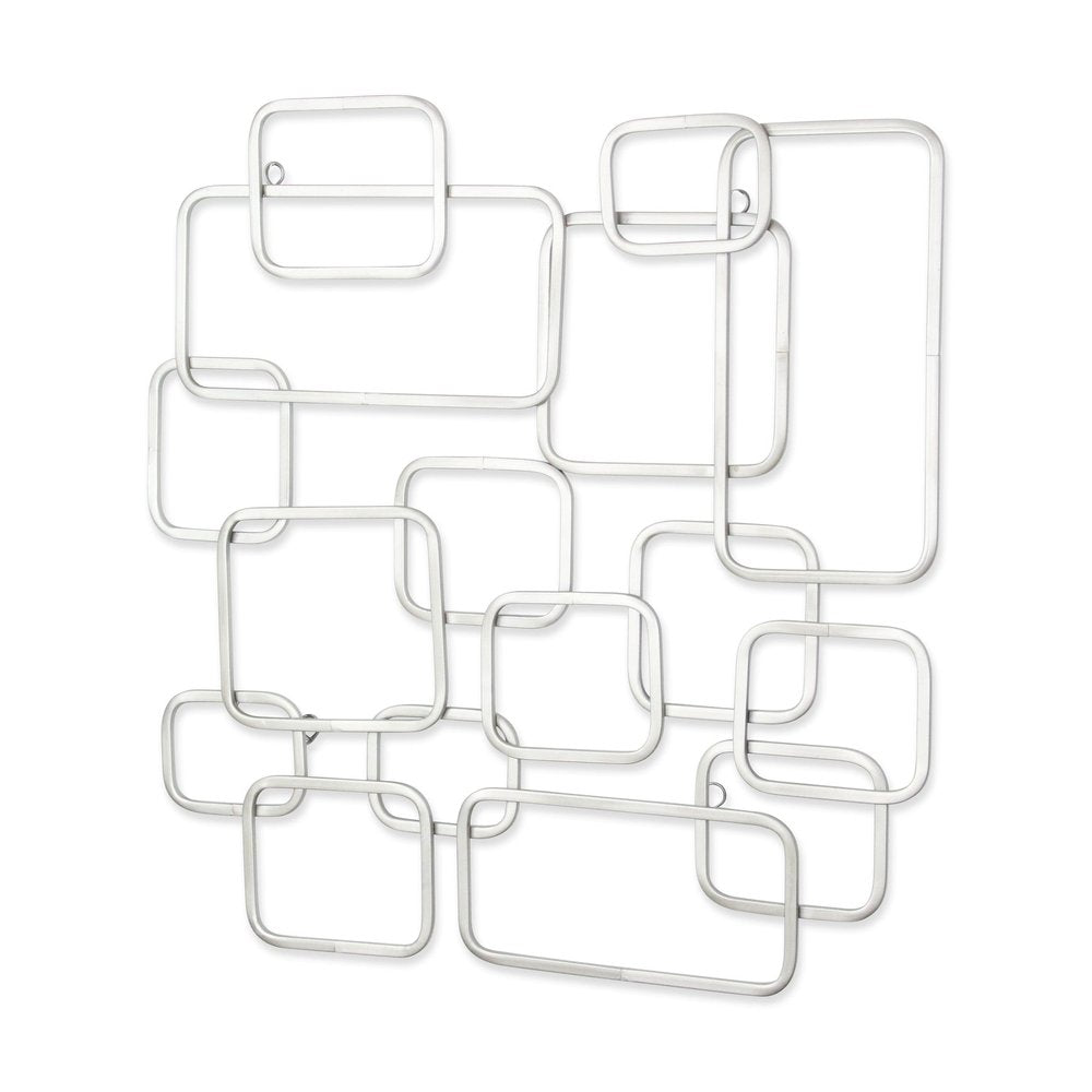 27" X 26" Silver Geometric Metal Abstract Hanging Dimensional Sculpture