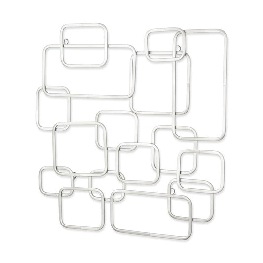 27" X 26" Silver Geometric Metal Abstract Hanging Dimensional Sculpture