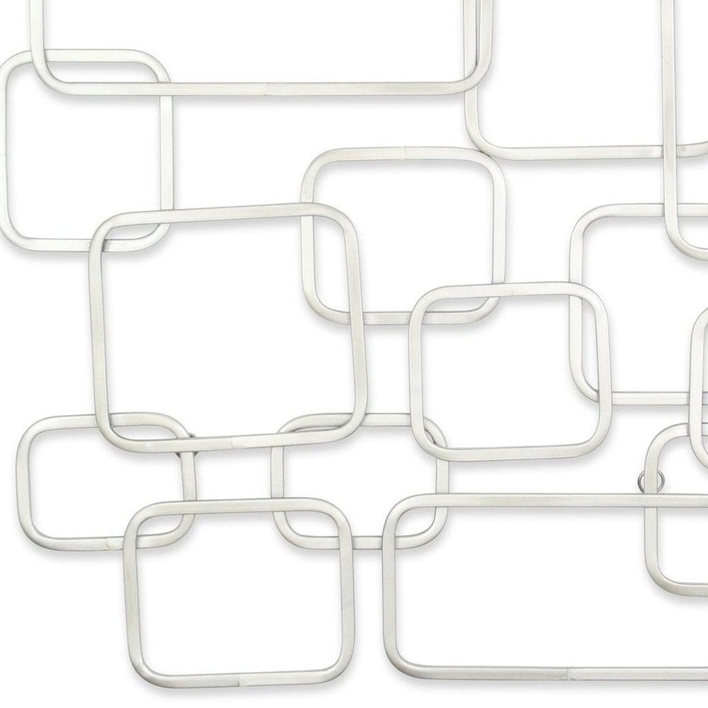 27" X 26" Silver Geometric Metal Abstract Hanging Dimensional Sculpture