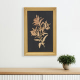 21" X 14" Gold And Black Flower Bouquet Wood Framed Art