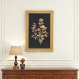 21" X 14" Gold And Black Flower Bouquet Wood Framed Art
