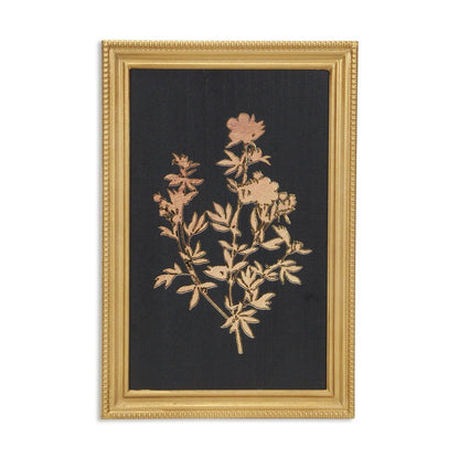 21" X 14" Gold And Black Flower Bouquet Wood Framed Art