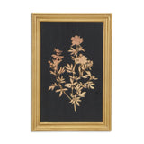 21" X 14" Gold And Black Flower Bouquet Wood Framed Art