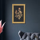 21" X 14" Gold And Black Flower Bouquet Wood Framed Art