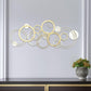 18" X 44" Gold And Silver Geometric Metal Round Discs Hanging Dimensional Sculpture