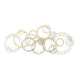 18" X 44" Gold And Silver Geometric Metal Round Discs Hanging Dimensional Sculpture