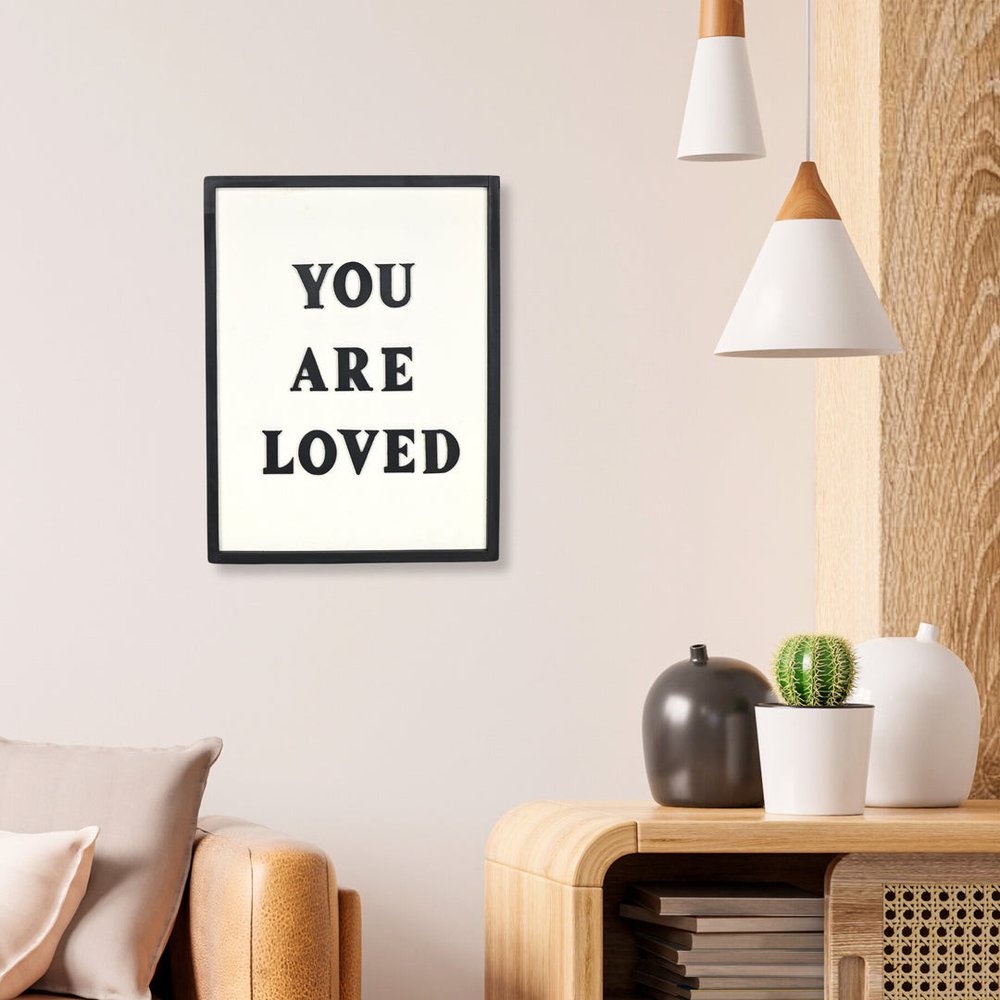 16" X 12" Black And White You Are Loved Framed Wall Decor