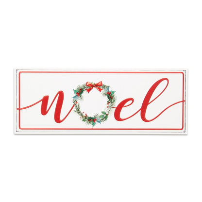 7" X 19" White and Red Christmas Noel Metal Wall Decor