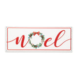 7" X 19" White and Red Christmas Noel Metal Wall Decor
