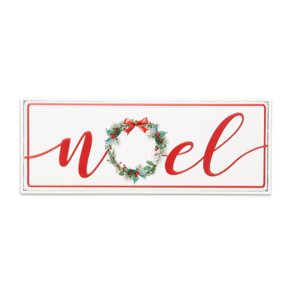 7" X 19" White and Red Christmas Noel Metal Wall Decor