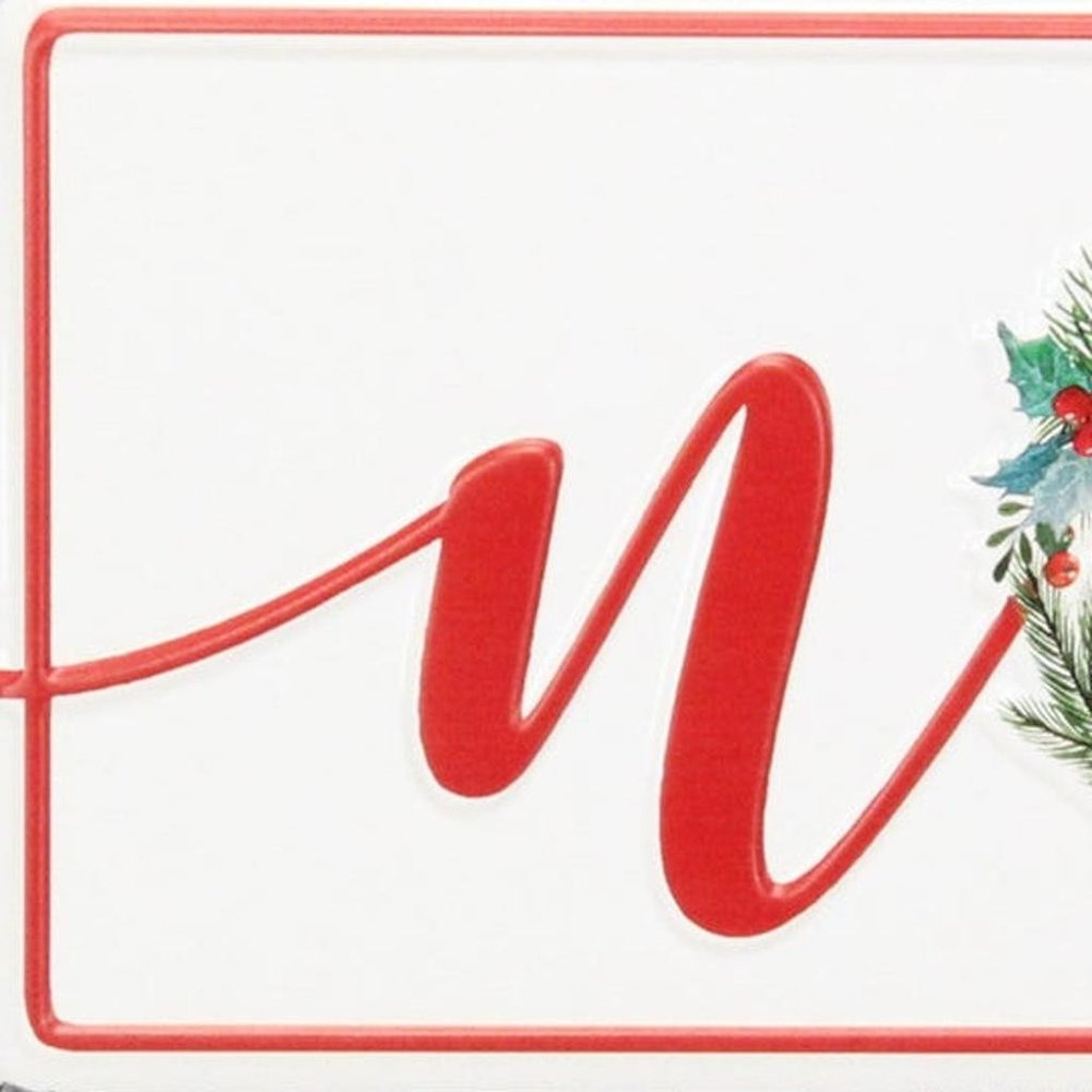 7" X 19" White and Red Christmas Noel Metal Wall Decor