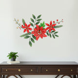 15" X 22" Red Christmas Poinsettia Metal Hanging Dimensional Sculpture