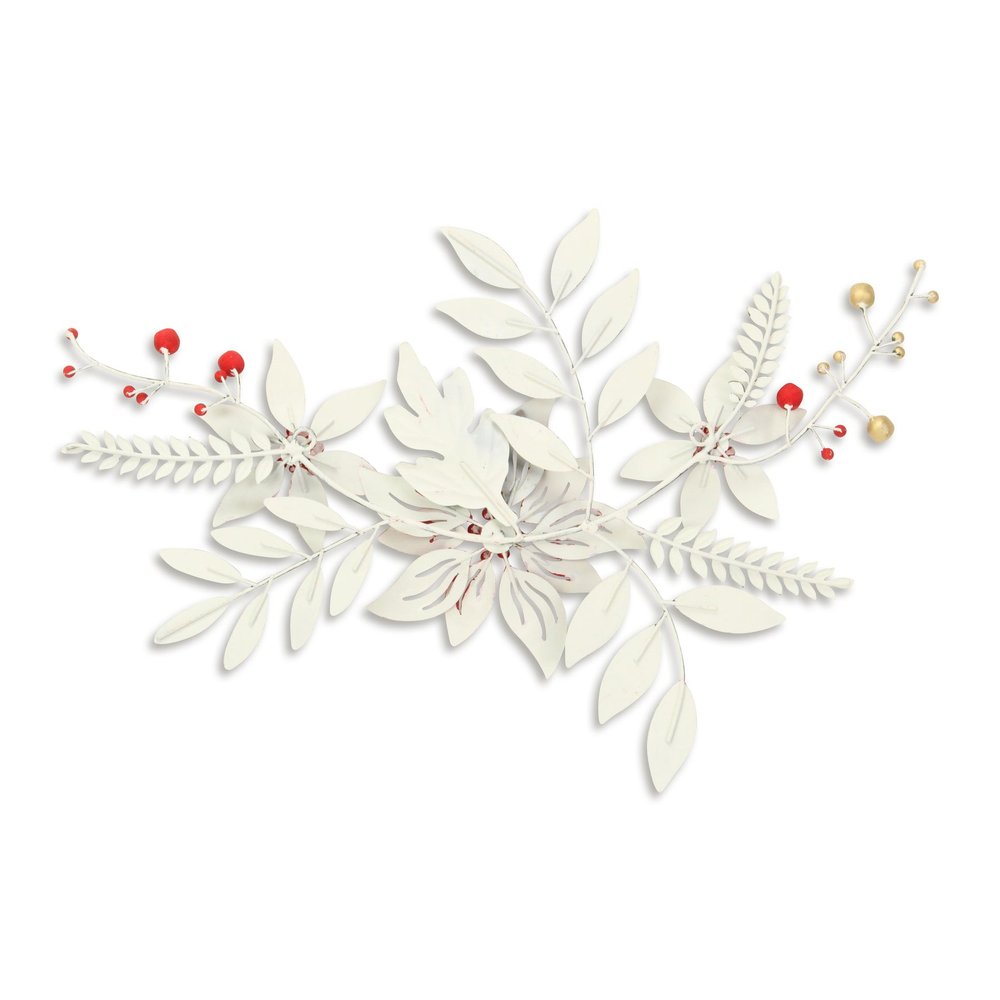 15" X 22" Red Christmas Poinsettia Metal Hanging Dimensional Sculpture